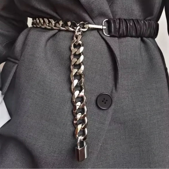 Anthropologie lux adjustable Black Leather Chain Strap - Picture 12 of 12